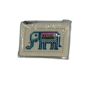 Canvas Coin Purse Keychain Elephant Design Small Zip Wallet New